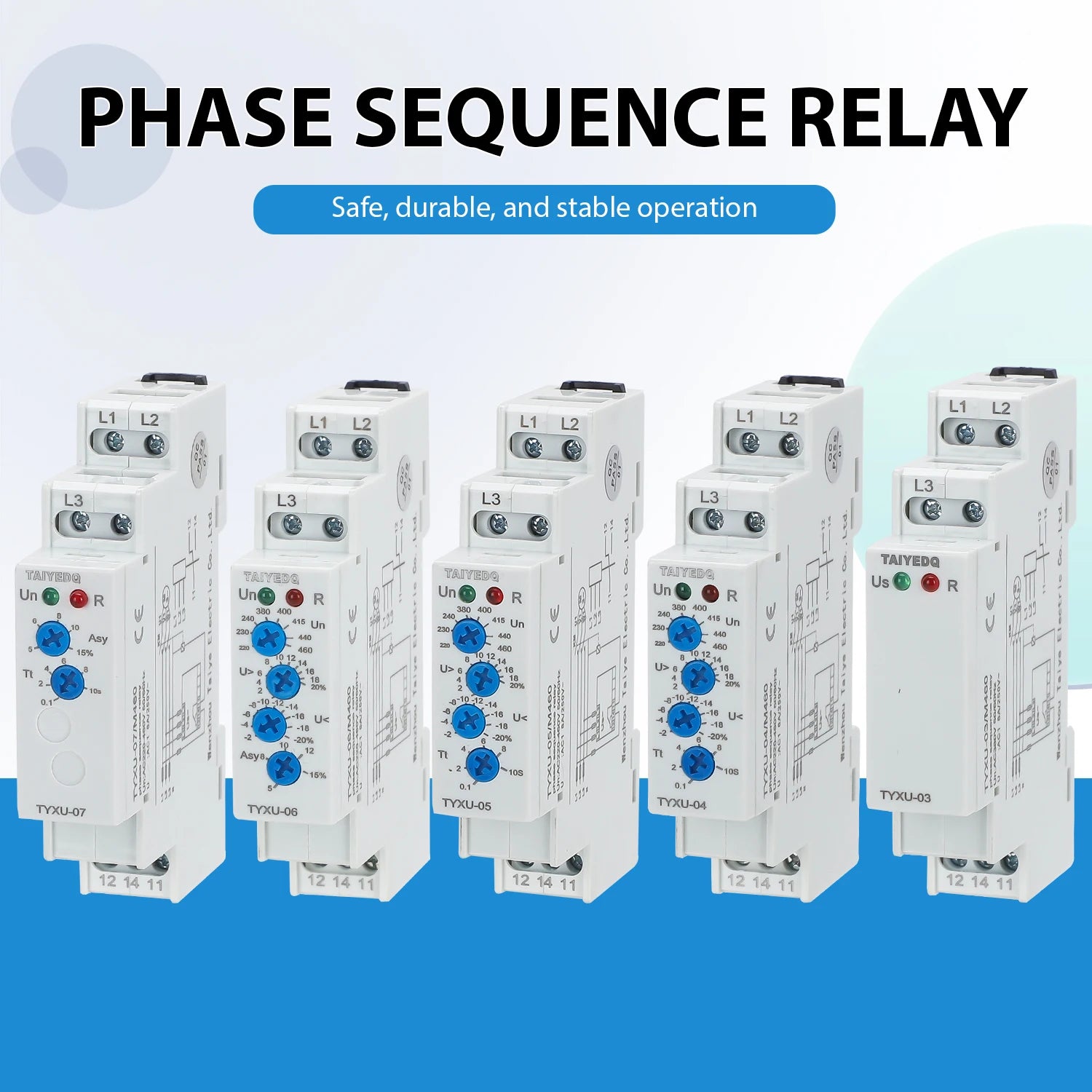 TYXU 3 Phase Voltage Protection Relay Phase Sequence Phase Failure Protection Relay 5A 8A 1SPDT 2SPDT