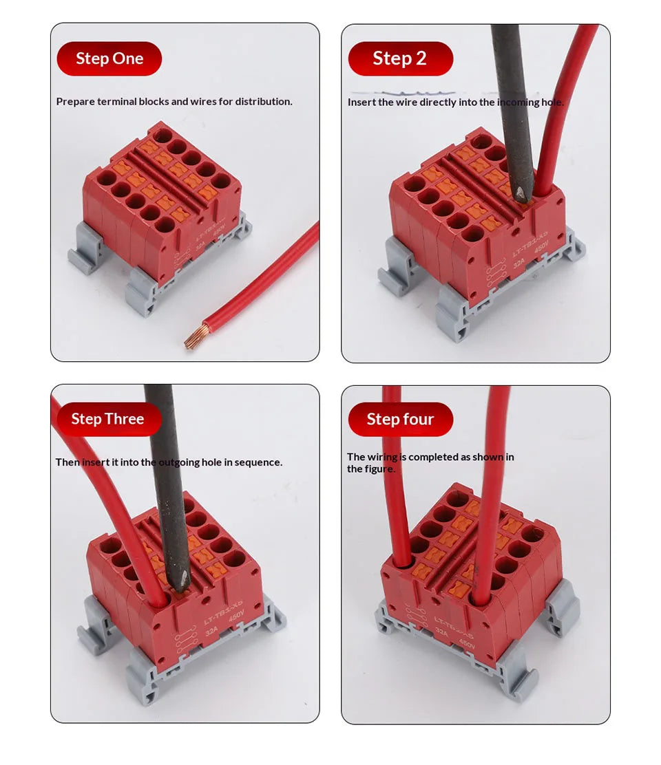 Push-in Terminal Block Multiple In Out Terminal Quick Connection of Wires Din Rail Wire Connector Universal Junction Box TB1-X6D