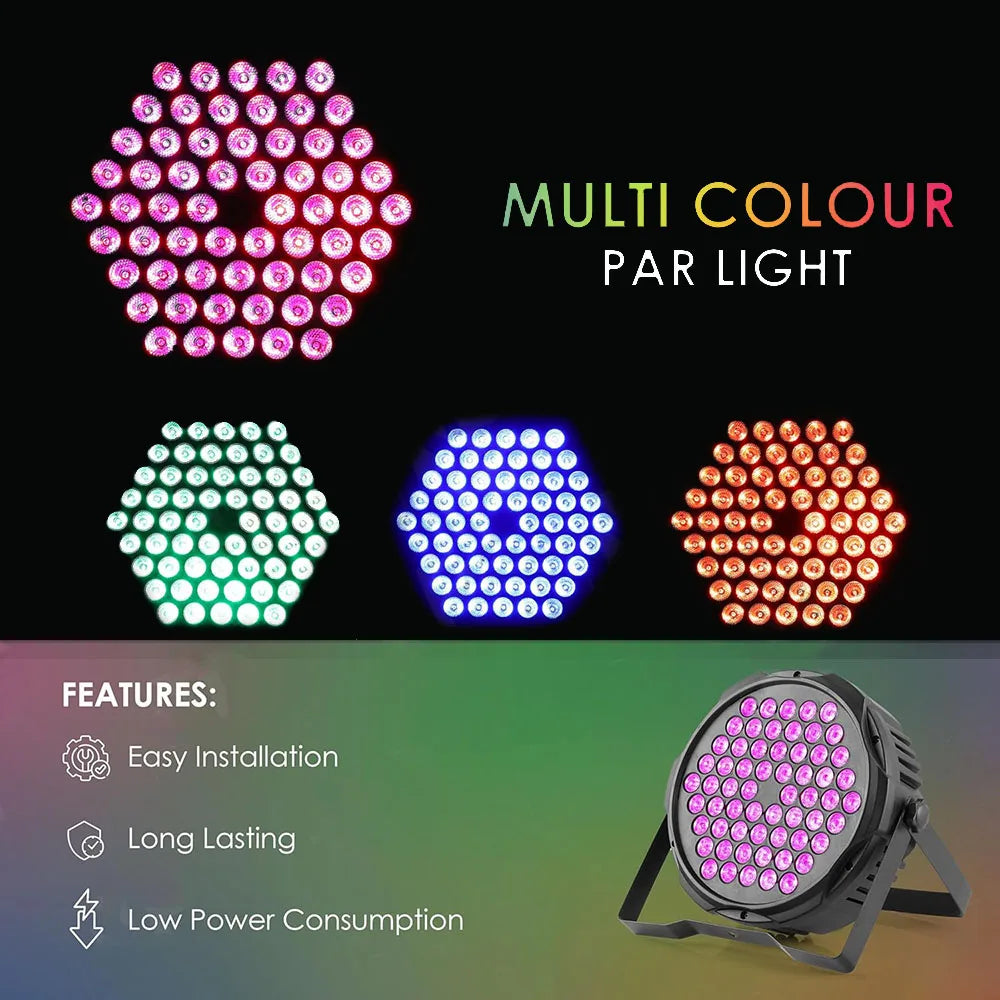 8PCS 60LED Par Light RGB Stage Light DMX512 Sound-Activated DJ Disco Light Wedding Festival Bar Atmosphere Light Audience Light