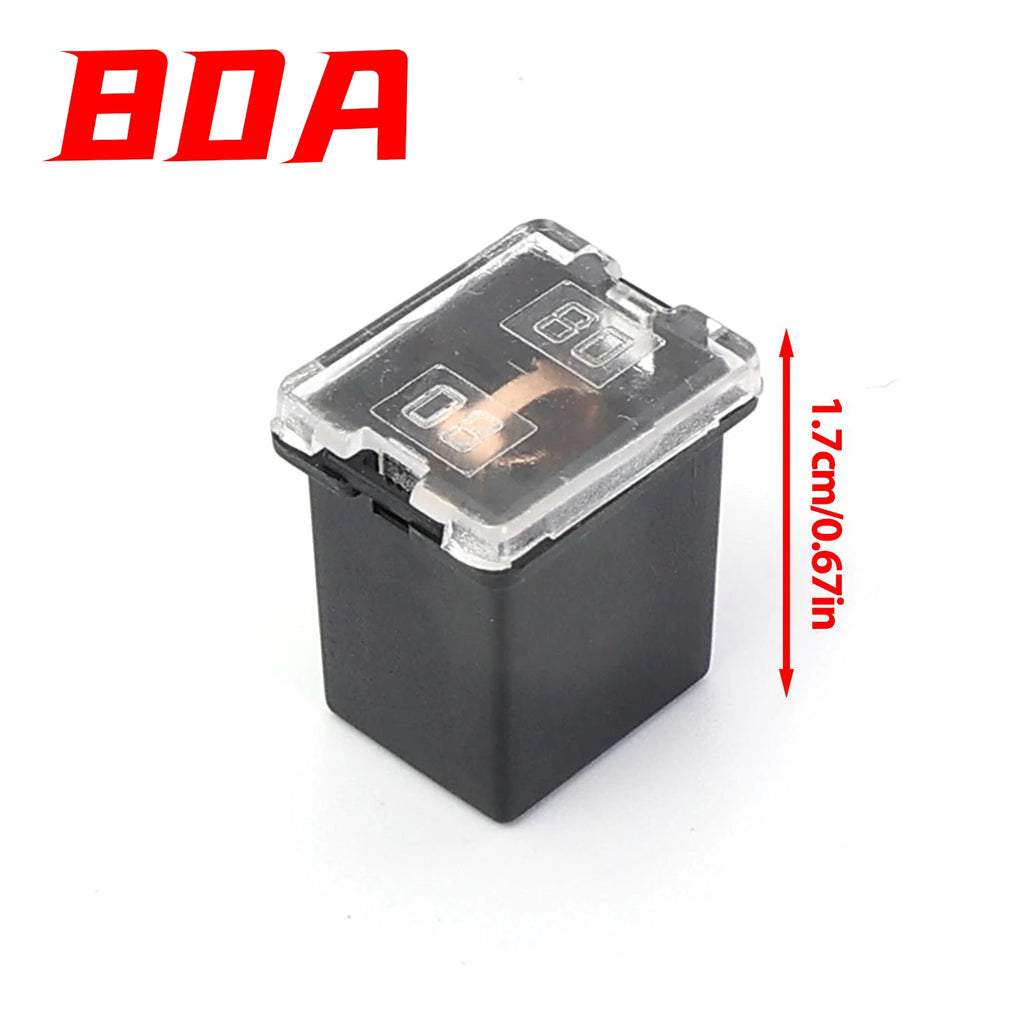 Car Mini Square Fuse 32V 20A-80A Slow Blow Copper Wire Overload Circuit Protection Insert for Car Truck RV Motorcycle Vehicle