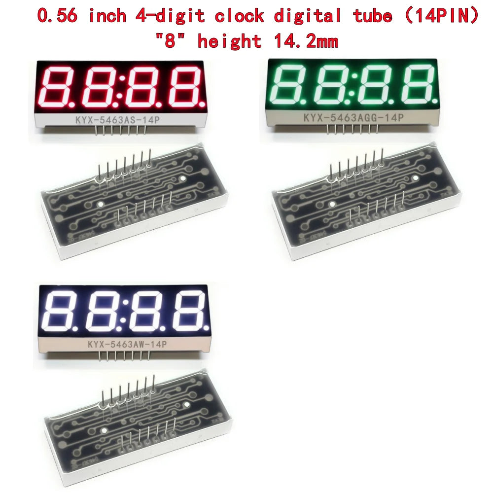 10PCS 0.56-inch 4-digit clock digital tube 50mmX19mm digital display "8" height 14.2mm seven-segment digital tube5463series14PIN