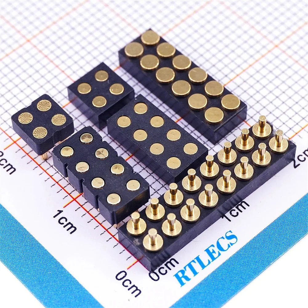 5Pcs Target PAD Connector 2.54 Grid 4 6 8 10 12 14 16 20 Pole Female Spring Pogo Pin Header Socket Power Charge DIP SMD Dual Row
