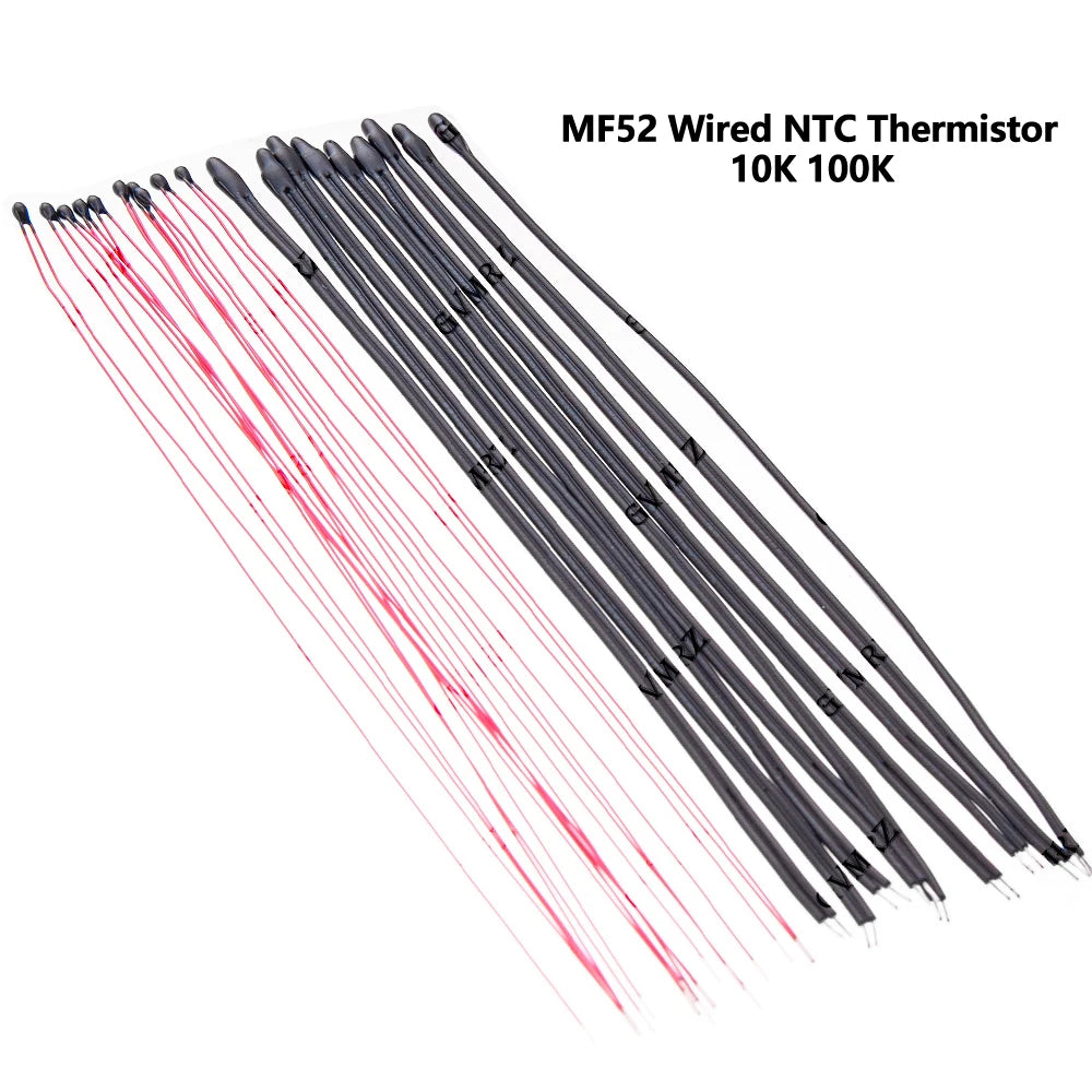 10PCS 1% 10CM Lead MF52 Wired NTC Thermistor 10K 100K 3435 3950