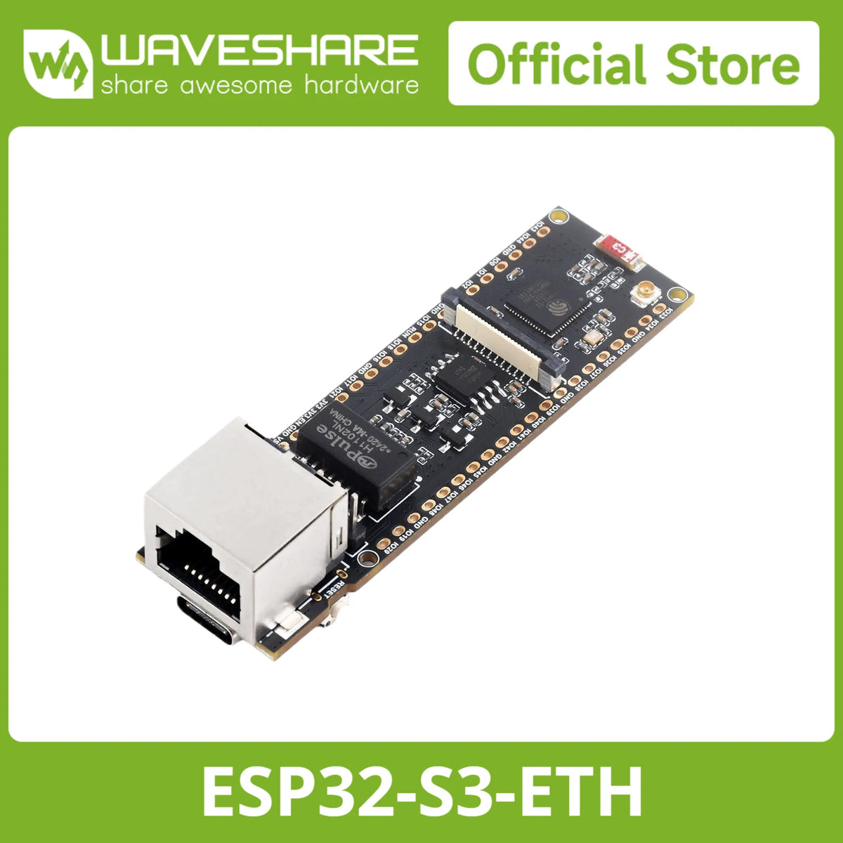 Waveshare ESP32-S3 ETH Development Board, Optional For PoE Module And Camera Module, Onboard TF Card Slot, Camera Interface