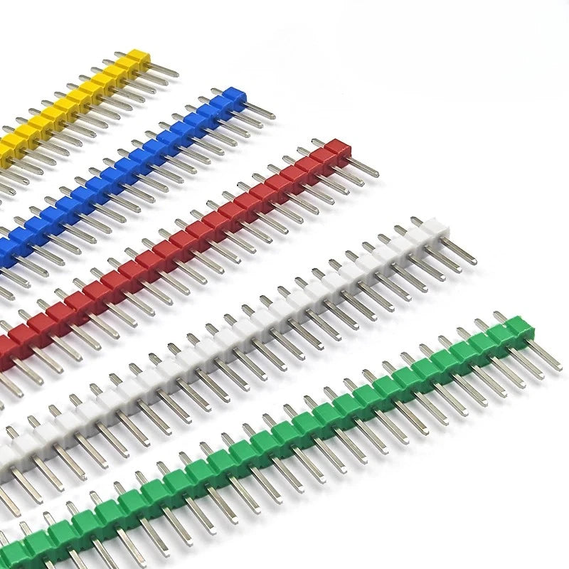 30pcs 2.54mm 40Pin 6color Red Black Yellow Green Blue White Breakable Gold Single Row PCB Male Header Connector Kit For Arduino