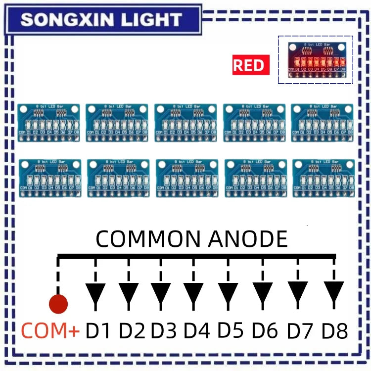 3-24V 8 Bit Blue/Red Common anode/cathode LED indicator Module Breadboard starter kit Board for MCU ARM 3d printer UNO MEGA2560