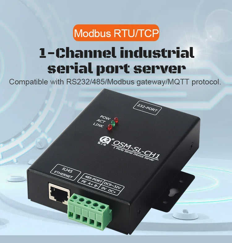 Oshangming RS485 RS232 To Ethernet Converter Server Support Modbus MQTT