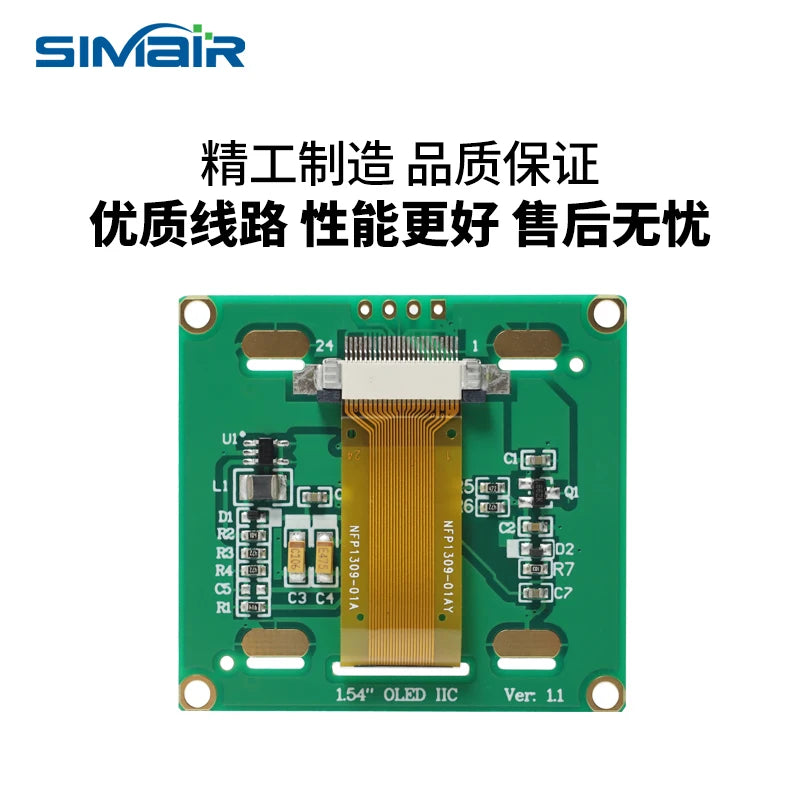 1.51 1.54 Inch 24PIN SPI/IIC/6800 COG 3.3V Blue PMOLED Screen SSD1309 Graphic 128x56 Display Transparent OLED 128x64