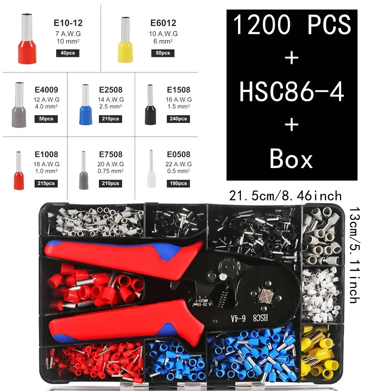 VE Tubular Crimp Terminals,Cable Electrical Connector,Insulated Wire Connectors,Tube Type Terminal Crimping Pliers HSC86-4