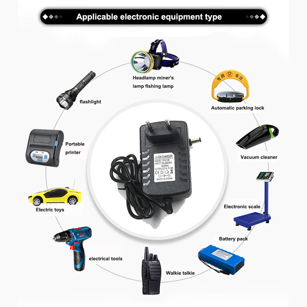 18650 Lithium Battery Charger 90 Degree Right Angle DC 4.2V 8.4V 12.6V 16.8V 21V 29.4V 1A 2A DC Power Supply Adapter