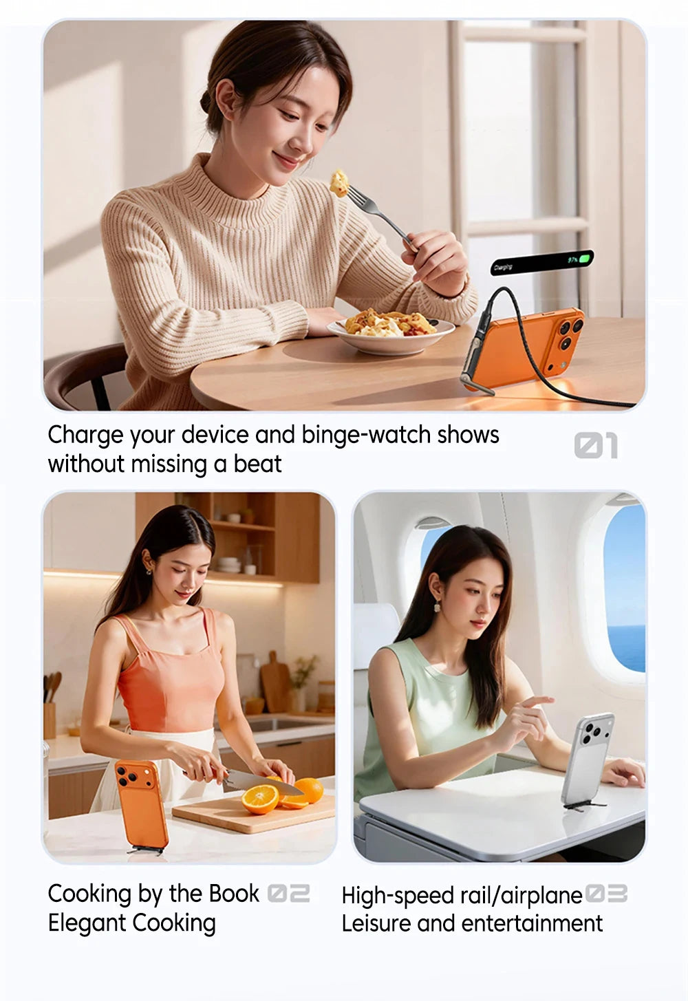2 in 1 Type C Phone Charging Bracket Adapter 240W Fast Charge OTG Type-C Male to USB-C Female Converter For IPhone17 16 Samsung
