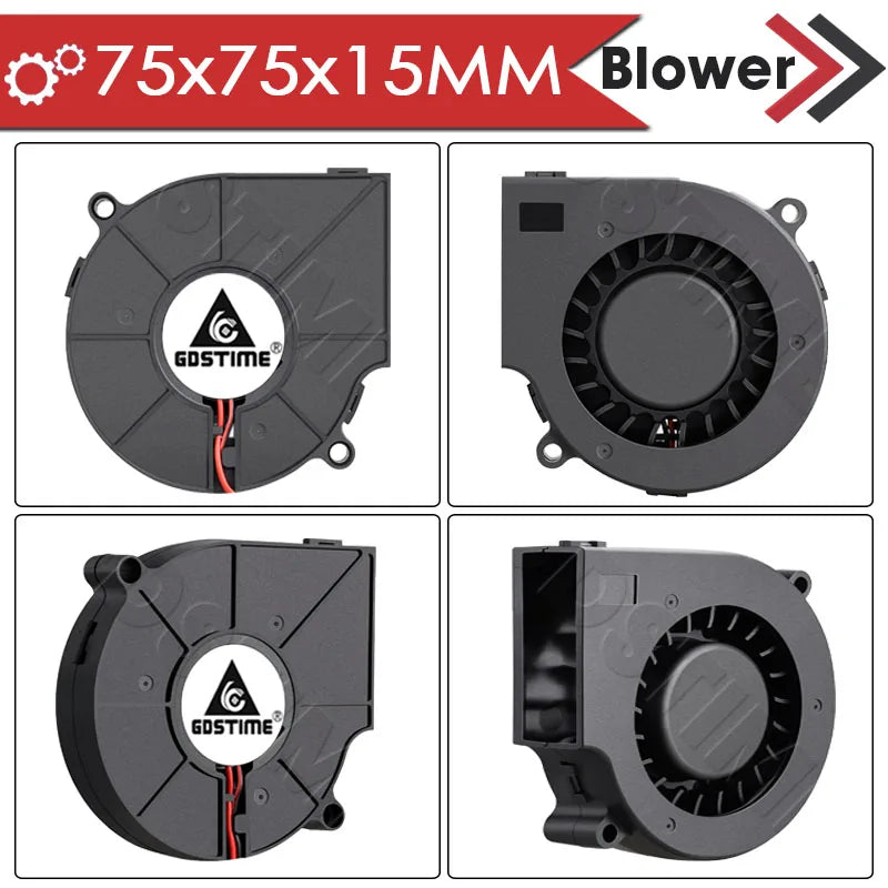 Gdstime 5015 24v Fan 4010 Snail Fan 2PIN DC 5V 12V 3D Printer Mini Fan 7015 7530 Cooling Fan 3010 5020 Turbo Fan Radial Cooler