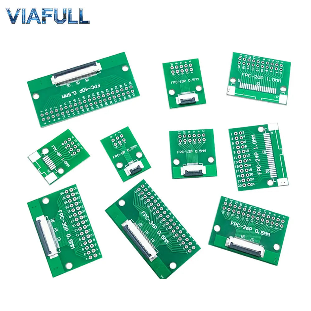 FC/FPC 6-80P to 2.54mm DIP Adapter Board 0.5mm Pitch Flexible Flat Cable Breakout PCB Soldered FR4 Double-Sided Converter Module