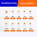 300pcs 10 kinds of monolithic capacitors(10pF~100nF) direct insertion non-polarised 50V ceramic capacitor component set