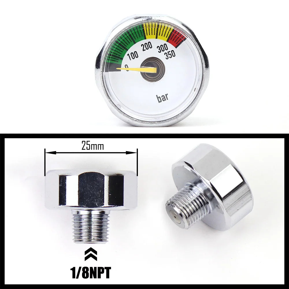 Air Mini Micro Pressure Gauge Manometre Manometer | Thread 1/8BSP(G1/8) 1/8NPT M10 M8 | 30PSI 300PSI 5000PSI 6000PSI 350BAR