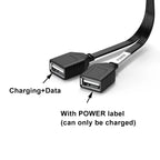 65W USB 1 to 2 Fast Charging Elbow Computer Extension Cord Flat Data Cable Mobile Phone Car Expander Carplay Splitter 10/20cm