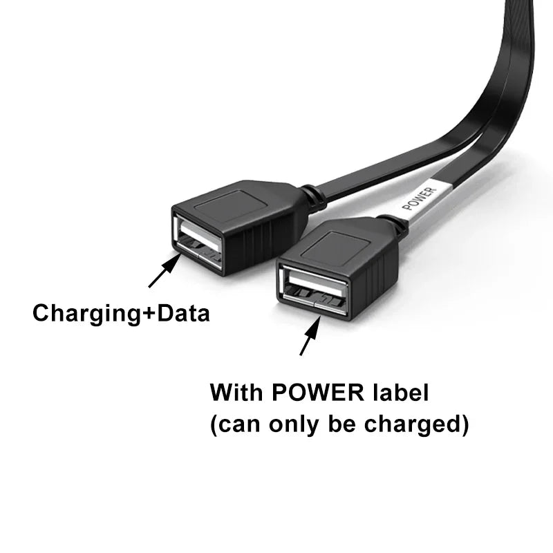 65W USB 1 to 2 Fast Charging Elbow Computer Extension Cord Flat Data Cable Mobile Phone Car Expander Carplay Splitter 10/20cm