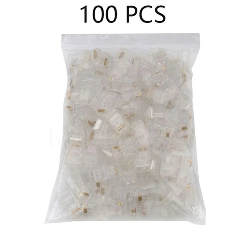 50/100 Pieces 8P8C RJ45 Clear Pass Through Connectors Modular Plug for Network CAT5 LAN Professional and High Quality