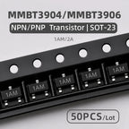 50PCS MMBT3904 MMBT3906 SOT-23 SMD Transistor NPN PNP General Purpose Switching BJT 1AM 2A Marking Code Electronic Components