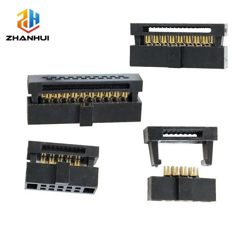 5/10Pcs FC 1.27mm IDC Female Header - 6-50 Pin Socket for 0.635mm Pitch Flat Cable, No-Solder IDC Crimp Connector