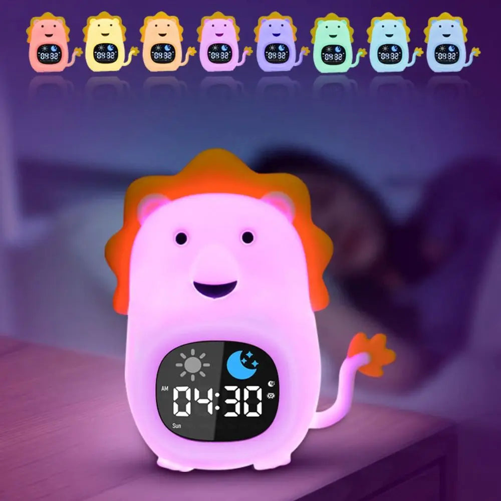 Animal-Shape Alarm Clock Light Adjustable Pat Control Touch Night Light Small Ornaments Home Decor Sleep Training Clock Toddler