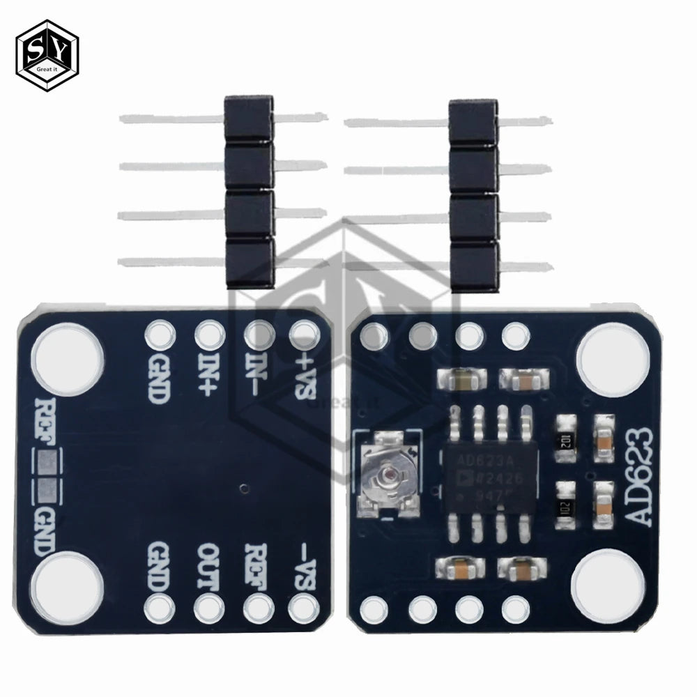 AD623 Instrument Amplifier Board DC 3V 5V 12V Dual Single Power High CMRR Module for Transducer Thermocouple