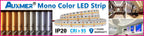 Auxmer Low Power 2835 LED Strip,Mono Color,120LEDs/m 240LEDs/m,CRI＞95/90,3SDCM,Super Bright Flex LED DC12/24V,5m/reel,IP20