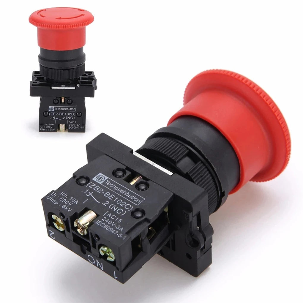 Electrical Equipment Emergency Stop Switch Rotating Reset Constant Close Push Button Control Switches 22mm Mounting Hole Machine
