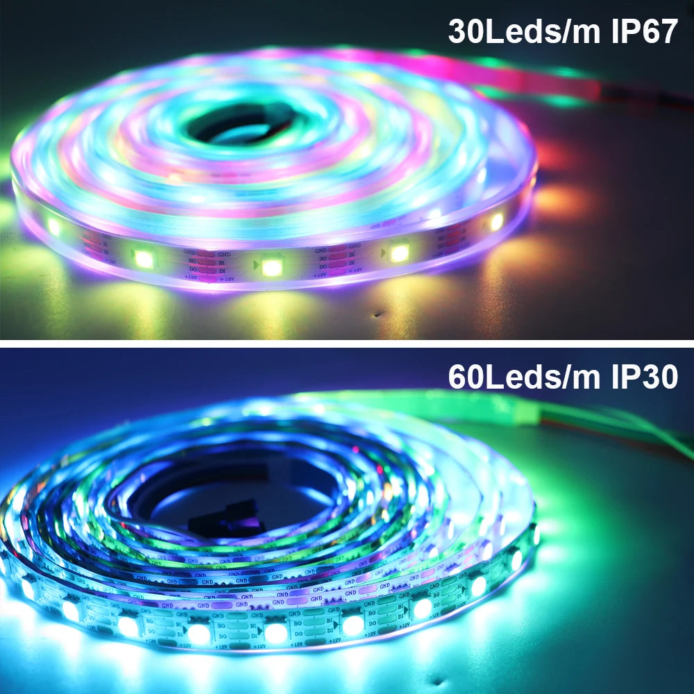 WS2811 WS2812B WS2813 WS2815 5050RGBIC Smart LED Strip Lights Individually Addressable IC  30/60/144Pixels/Leds/m Light DC5V/12V