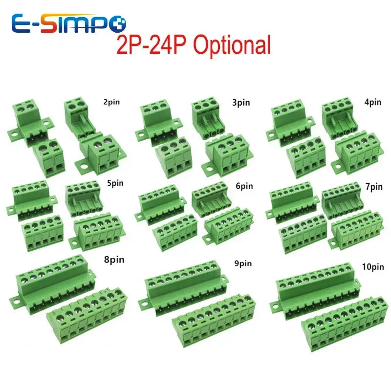 10Pairs 2EDG/15EDGRKC-5.08mm Female Male Aerial Butt Weld with PCB Lock 2P-24P Plugin Screw Wire Cable Terminal Block Connector