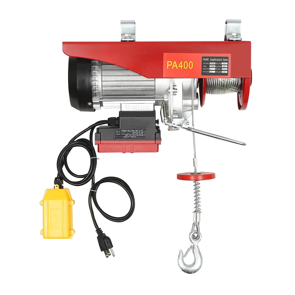 880LBS 110V Electric Winch, 2 in 1 Electric Hoist Winch with 328ft Wireless Remote Control Emergency Stop Heavy Duty Lift Hoist for Factory Garage Warehouse