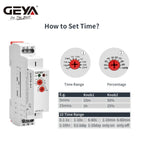 GEYA GRT8-A Electronic 16A SPDT ON Delay Timer Relay Time Relay 12V 24V 220V DIN Rail Type AC230V OR AC/DC12-240V
