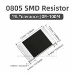 100pcs 0805 SMD resistor 0R ~ 10M 1/8W 0 1 10 100 150 220 330 ohm 1K 2.2K 10K 100K 0R 1R 3.3R 5.6R 100R 150R 220R 330R 1M 10M