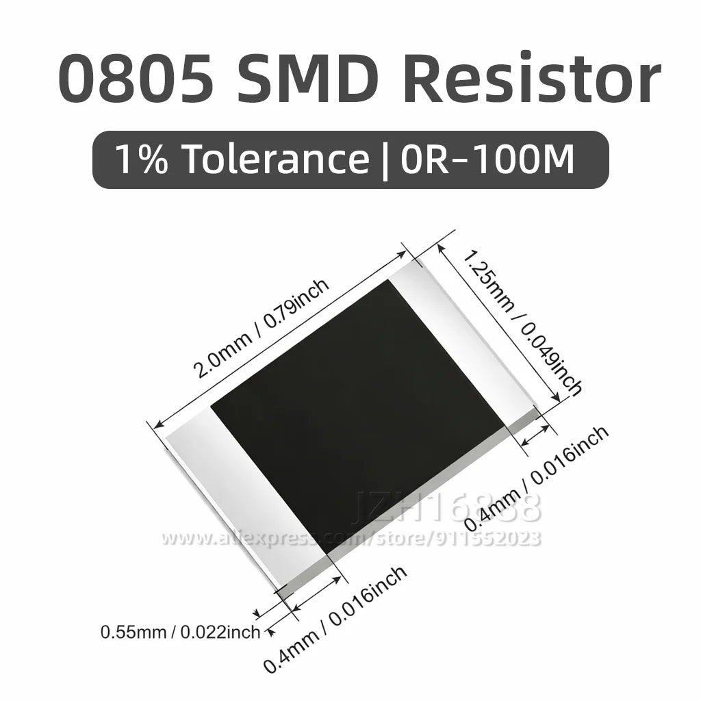 100pcs 0805 SMD resistor 0R ~ 10M 1/8W 0 1 10 100 150 220 330 ohm 1K 2.2K 10K 100K 0R 1R 3.3R 5.6R 100R 150R 220R 330R 1M 10M