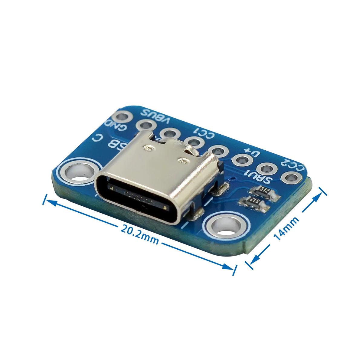 USB TYPE-C conversion board 2.54MM CC1 CC2 5.1K pull-down resistor connection