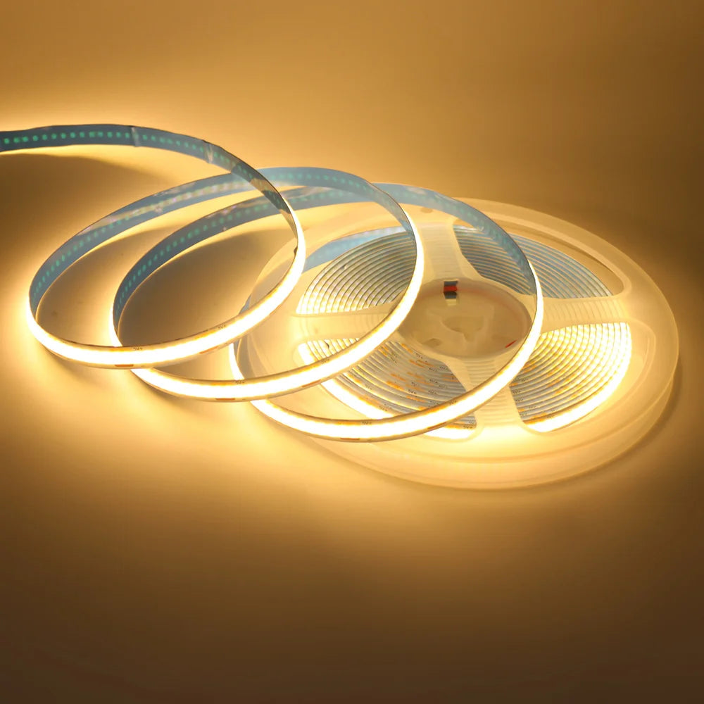 New 5V USB COB Strip Light 320Leds/m Warm Natural White Cabinet Lamp Night Lighting Flexible LED Ribbon Stripe DC5V TV Backlight