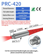 GTRIC Fiber Optic Sensor Probe Diffuse Reflection M3 M4 M6 1-2M Cable Coaxial Non-coaxial Photoelectric Optical Proximity Switch