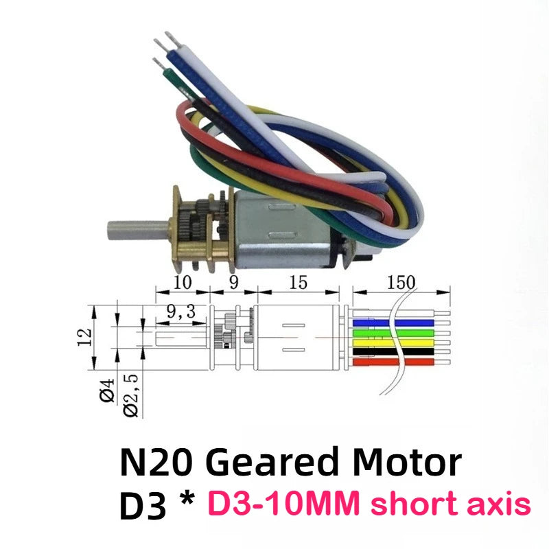 N20 Encoder Motor with Hall Sensor, 6V DC Micro Gear Motor Low Speed, M4 Threaded Shaft for DIY Robotics and Models