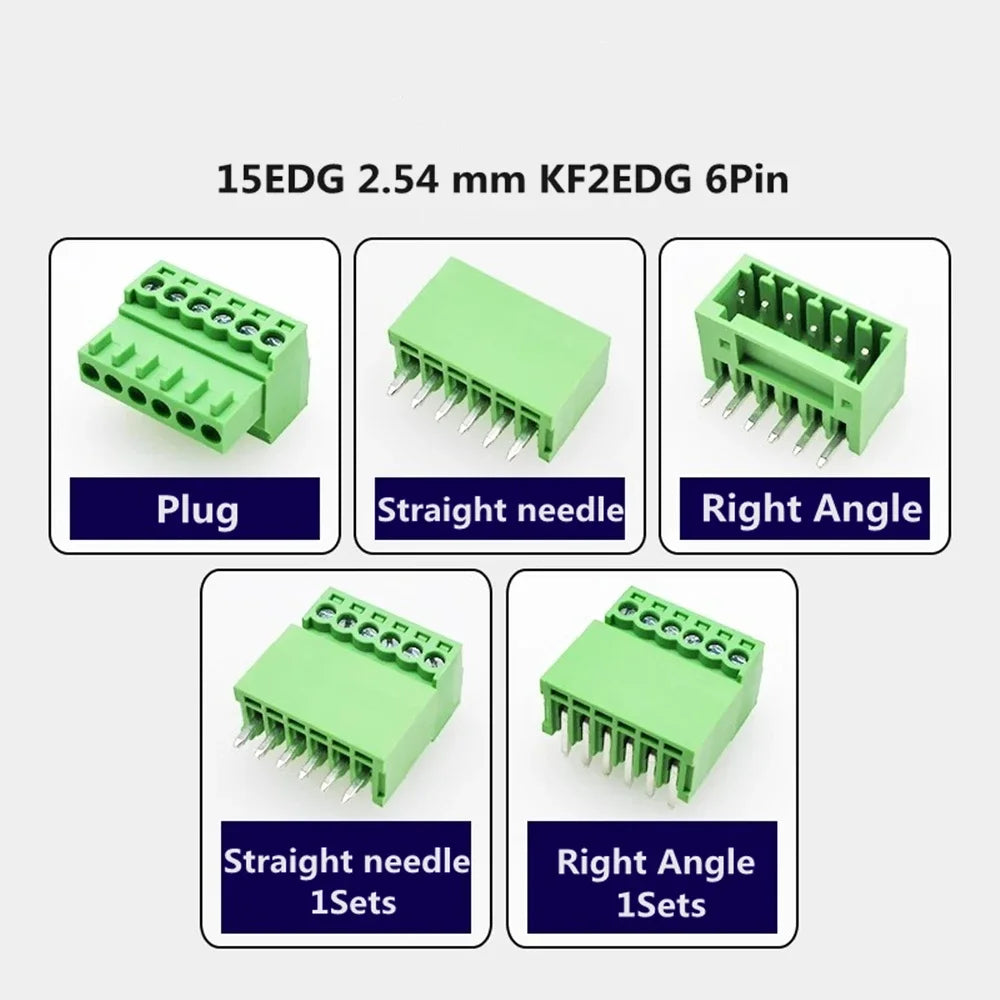 10Pairs 15EDG 2.54 mm KF2EDG PCB Screw Terminal Block Connector Right Angle/ Straight Needle Plug Pin Header Socket 2P-12 Pin