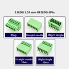 10Pairs 15EDG 2.54 mm KF2EDG PCB Screw Terminal Block Connector Right Angle/ Straight Needle Plug Pin Header Socket 2P-12 Pin