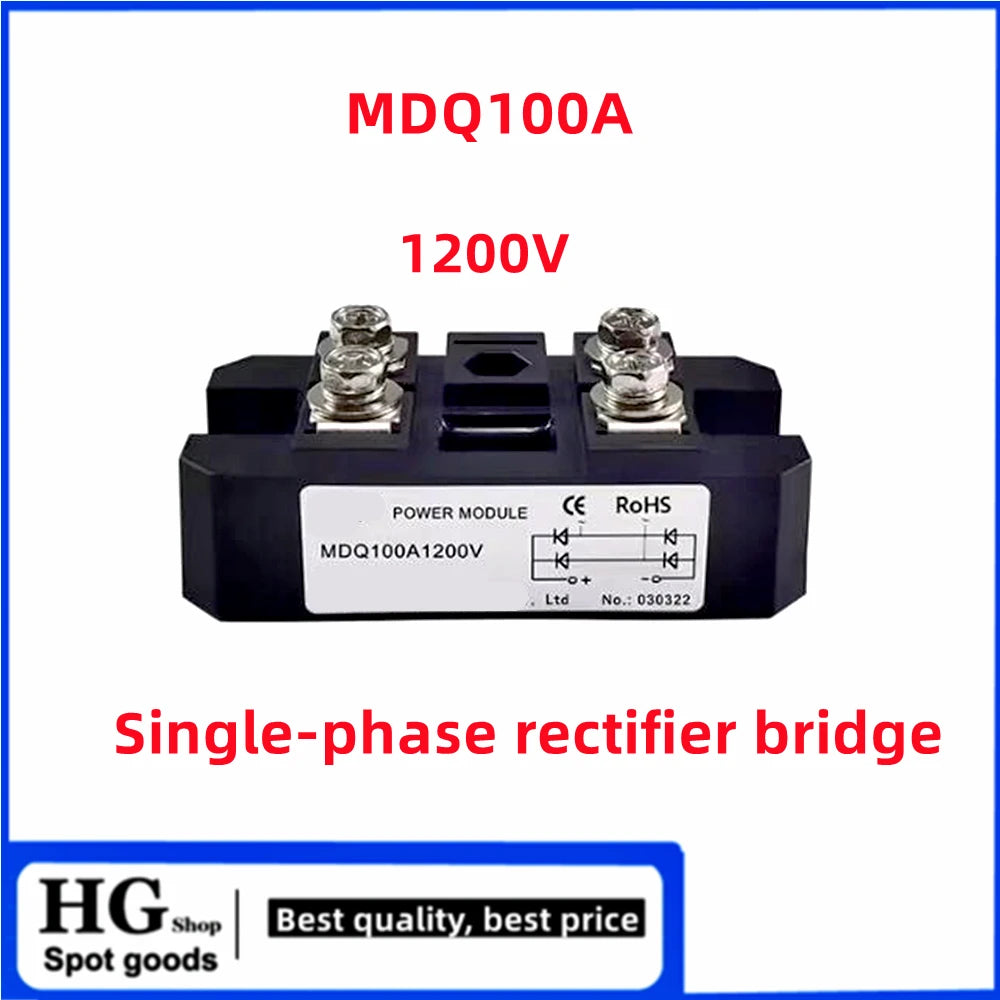 100A MDQ100A-12V 24V 36V 48V 60V 220V 600V 800V  1000V 1200V 1600V MDQ100A single-phase rectifier bridge AC-DC module 100Amp 160
