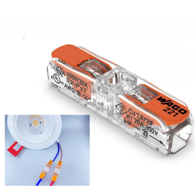 WAGO holes Lever wire connector 221-412 221-413 221-415 221-612 221-613 221-615 Quick Wiring terminal 0.14-4mm²/AWG24-12 2/3/5