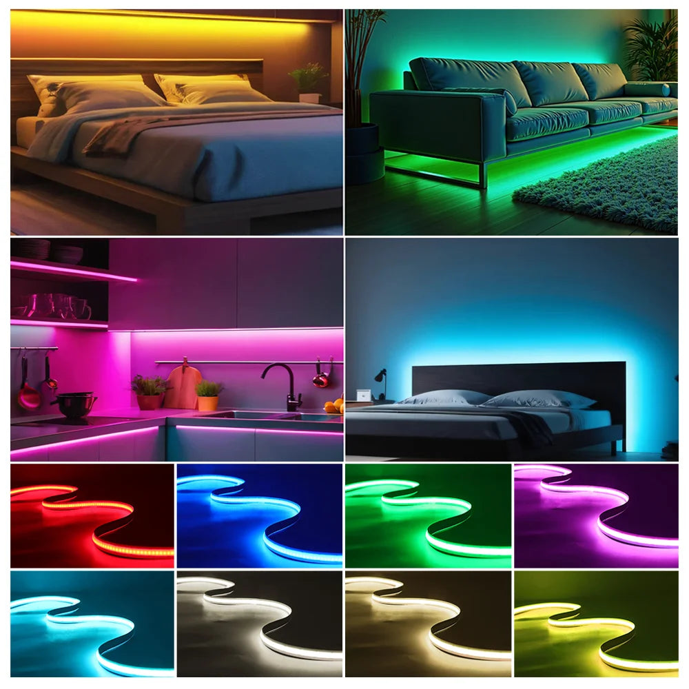 5V USB LED COB Light Strip Touch Dimmer Flexible Diode Tape 5mm 320Leds/m Linear Ribbon Indoor Lighting DIY TV Mirror Backlight