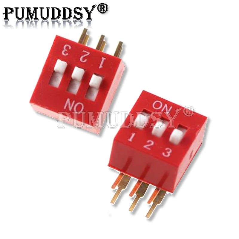 5PCS/LOT DIP Switch 2.54MM DA-02 1/2/3/4/5/6/8/10P  Horizontal Dial 90 Degrees Plug-in PUMUDDSY Side Insert Bent Foot Switch New