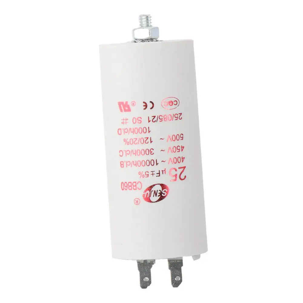 CBB60 Run Capacitor 25uF 450V AC Double Insert 50/60Hz Cylinder 73x44mm White for Air Compressor Water Pump Motor