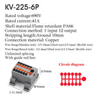 1PC 225 Series Terminal Block One In Multiple Out Wire Electrical Connectors Plug-in Spliceable Splitter Guide Rail Junction Box