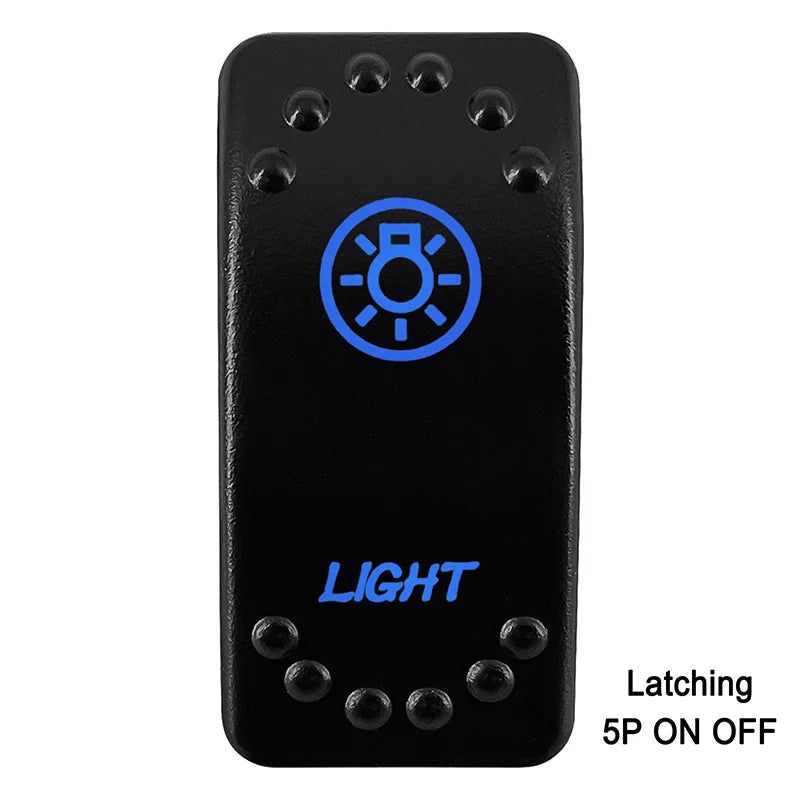 Waterproof Rocker Switch with Blue LED | 12V/24V Latching & Momentary (SPST/ DPDT) | for Marine, UTV, ATV, RZR, Automotive
