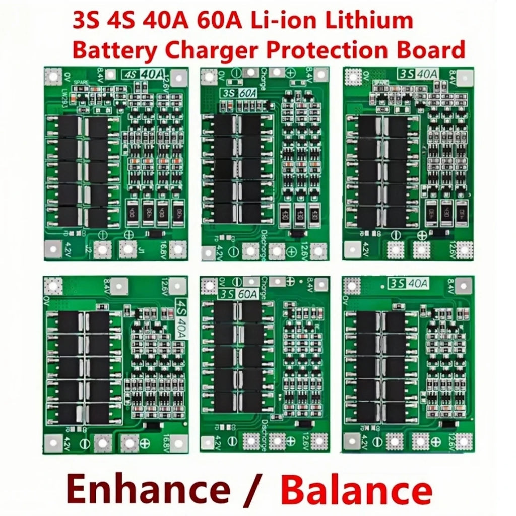 3S 4S 40A 60A Li-ion Lithium Battery Charger Protection Board 18650 BMS For Drill Motor 11.1V 12.6V 14.8V 16.8V Enhance Balance