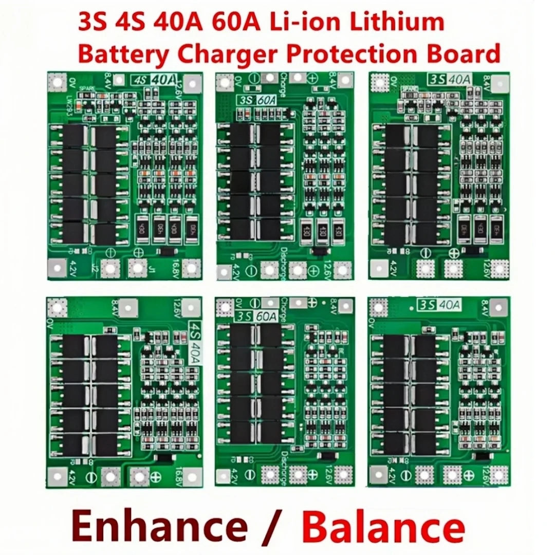 3S 4S 40A 60A Li-ion Lithium Battery Charger Protection Board 18650 BMS For Drill Motor 11.1V 12.6V 14.8V 16.8V Enhance Balance