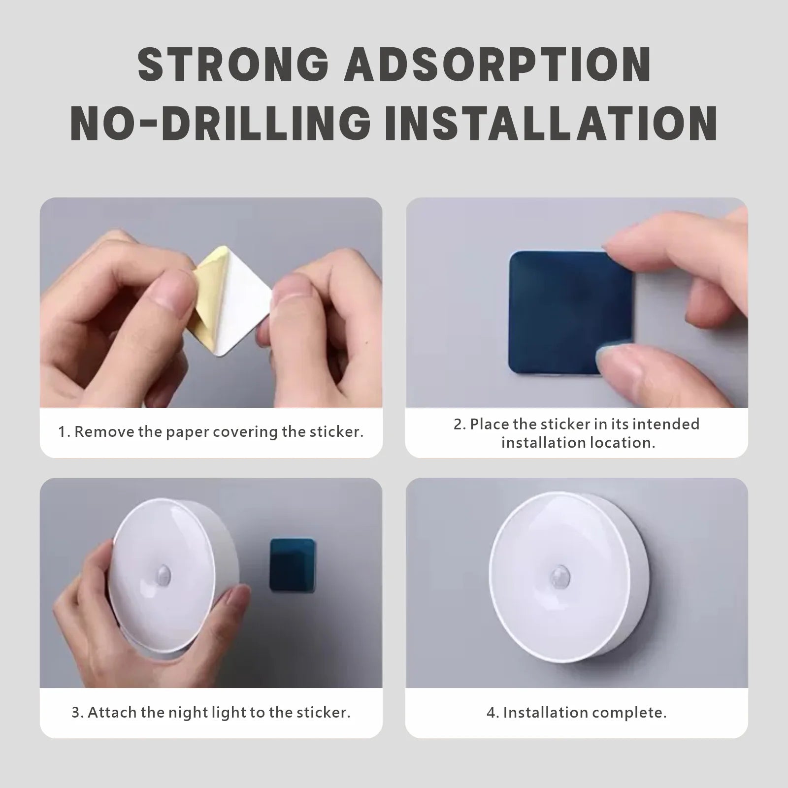 Motion Sensor LED Magnetic Night Light, 1/2 Pack Wireless Rechargeable Night Light, Auto On/Off for Bedroom, Wardrobe, Hallway